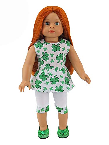 Irish Four Leaf Clover St. Patrick's Day Pant Set-Fits 18" American Girl Dolls, Madame Alexander, Our Generation, etc. | 18 Inch Doll Clothes