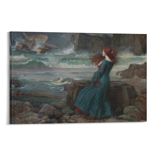 Peinture Miranda The Tempest Waterhouse | Toile Décoration Chambre Familiale 40x60