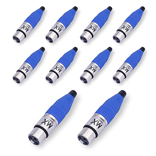 Image of MX 3 Pin XLR Microphone pin Pure Copper Nickel Plated Pins1 for High Conductivity microphone (3-pin microphone Female connector, Pack of 10, Female Connector)