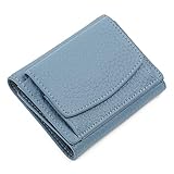 [imeetu] ミニ財布 三つ折り財布 レディース メンズ 本革 小さい財布 スキミング防止 小銭入れ付き みつおり 牛革 軽量 コンパクト RFID （ブルー）