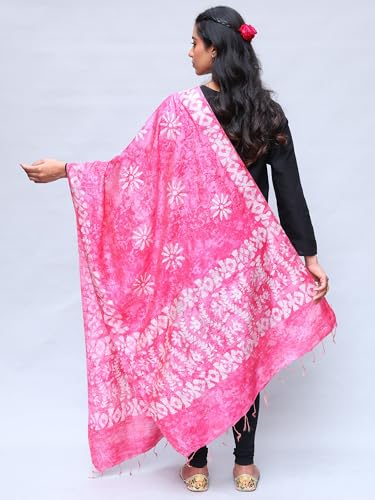 Women's Cotton Silk Dupatta with Floral Printed | Telangana Elegant Flowers Design Stole, Chunni For Girl3