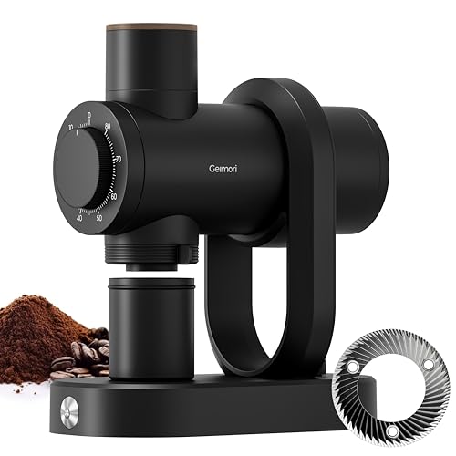 Burr Coffee Grinder,Wirsh Electric Single Dose Espresso Grinder Geimori GU64 with 64mm Flat Burr,Anti-Static Design,Stepless Adjustment from Fine to Coarse for Drip,Pour Over,French Press,Cold Brew