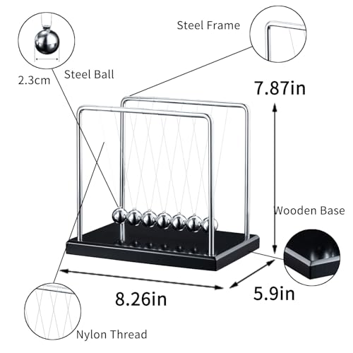 Image of Newtons Cradle Pendulum Balance Balls Cool Science Gadgets Perpetual Kinetic Motion Physics Toys Desktop Decoration for Office& Home (7 Balls)