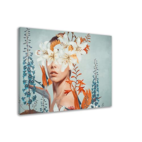 Portrait sans visage floral toile encadrée 70x100 cm habiller mur vide