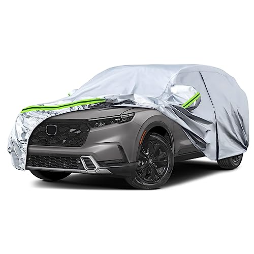 Image of Waterproof Car Covers Replace for 2002~2025 Honda CR-V, 6 Layers All Weather Custom-fit Car Cover with Zipper Door & Windproof Bands for Snow Rain Dust Hail Protection (CR-V)