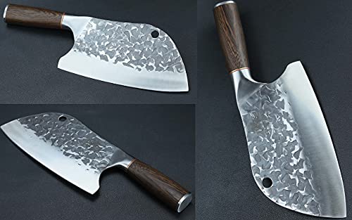 Bladesmith Serbian Chef Knife, Butcher Cleaver Hand Forged Knife 8", Handmade High Carbon Steel Meat Cutting Knife thumb #5