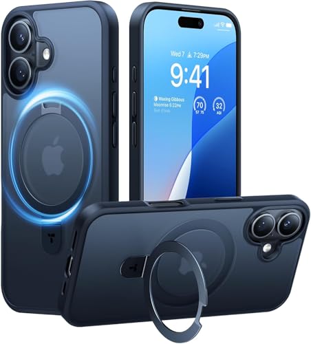 Image of iPhone 16 Plus Magsafe Stand Case | Matte Design & 360 Protection | Military-Grade Apple iPhone 16 Plus Cover | Ultra Premium - Blue