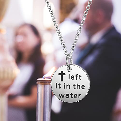 Image of Left it in the Water Adult Baptism Gift Christian Religious Necklace Jewelry Confirmation Gift(Necklace)