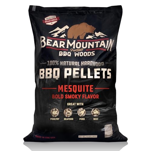 Bear Mountain Premium BBQ All Natural Hardwood Mesquite BBQ Smoker Pellets for Outdoor Gas, Charcoal, and Electric Grills, 20 Pounds