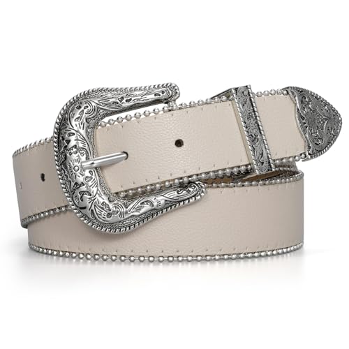 JASGOOD Women Western Leather Belts Ladies Vintage Design Waist Belt for Pants Jeans Dresses