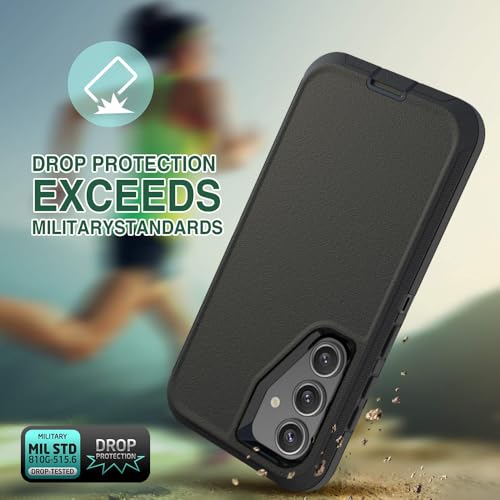 Image of Case for Galaxy S24 FE, Heavy-Duty Tough Rugged Shockproof Drop Protective Cover Cases for Samsung Galaxy S24 FE, Black
