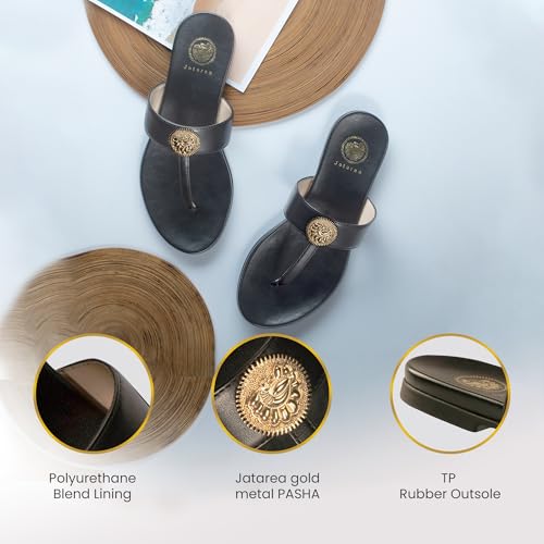 Image of JATAREA Slip-On Flat Toe Post T-Strap Sandals for Women