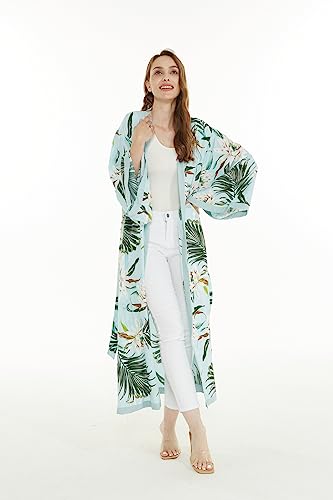 Image of Wispy Cereus Light Blue Family Matching Hawaiian Clothes | Family Matching Outfits • Soft Rayon Fabric • Tropical Floral Print • Vacation Ready • Luau Party Wear