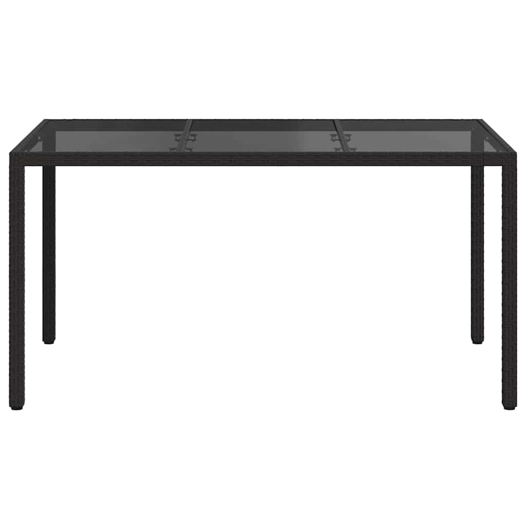 Tavolo da giardino nero, 150 x 90 x 75 cm, in polyrattan, resistente alle intemperie, per terrazza, balcone, giardino, sala da pranzo, esterni, stabile, design moderno