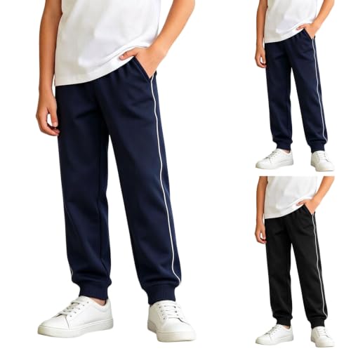 Boys Athletic Pants Casual Side Stripe Elastic Waist Cotton Sweatpants - image 1