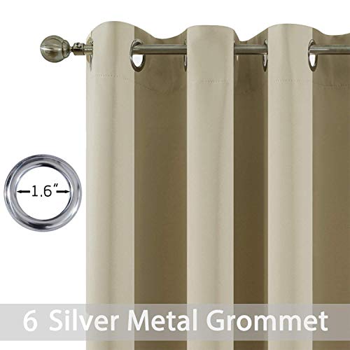 image for Yakamok Beige Room Darkening Soild Grommet Blackout Curtains for Bedro