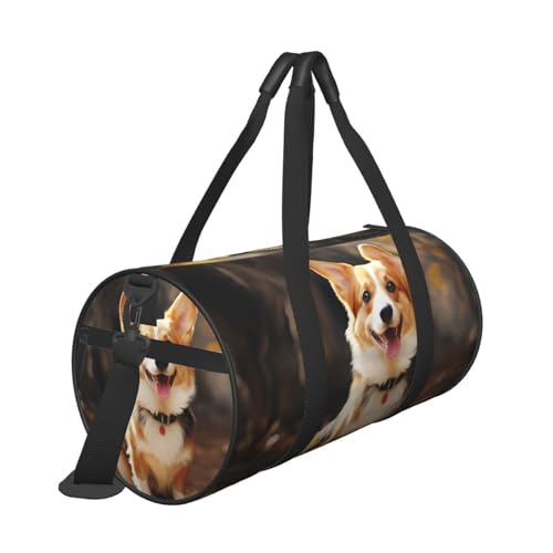 Gym Bags Small Corgi Dog Duffel Bag Overnight Bag with Shoe Compartment Carryon Bag for Men Women4