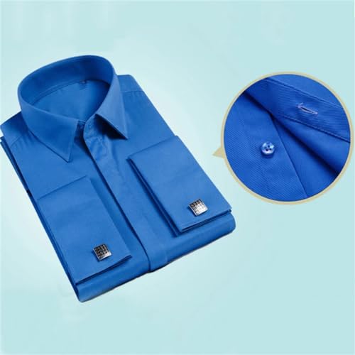 Men French Cuff Long Sleeve Tuxedo Dress Shirt Wedding Button Up Shirts with Cufflinks2
