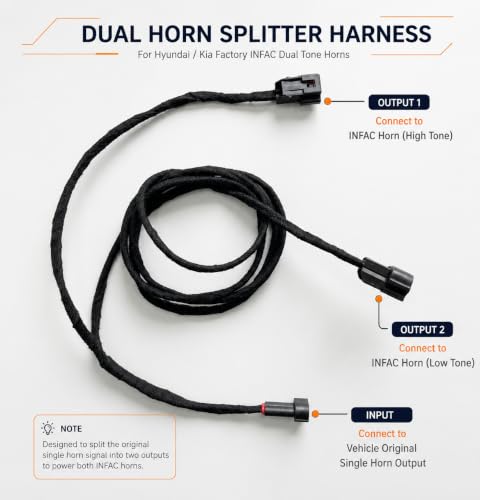 Image of Dual Horn Wiring Splitter - OEM Connector for Hyundai Kia INFAC Horns (Post-2019)