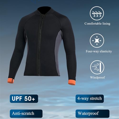 Chaqueta para mujer de neopreno 3MM, cortaviento y cálida para buceo, aquaeróbicos y actividades en agua fría (Negro, XS) miniatura 4