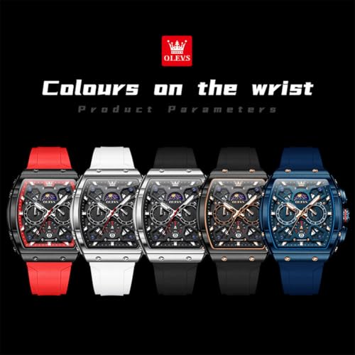 Image of OLEVS Mens Watches Stylish Chronograph Waterproof Luminous Silicon Strap Multifunction Watches for Men Business Men Wrist Watch