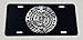 Mayan Aztec Calendar Car Tag Diamond Etched on Black Aluminum License Plate