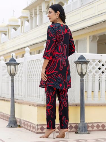 Image of feranoid Elegant V-Neck 3 /4 Sleeve Kurta & Pant Co-ord Set (S-XXL)