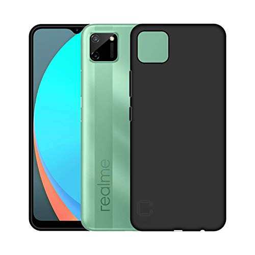 Image of Case Creation Luxurious OG Series for Realme7 Case Cover,Anti-Dirty Slim Case Frosted Matte Cute Candy TPU Raised Bezel (Splash of Color) Back Cover for Realme C11 -Black