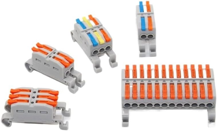Rail Type Wire Electrical Connectors Compact Splitter Multiple Input/Output Wire Connector Fast Terminal Block(227G-6P,25 PCS)