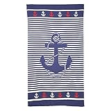 🏖️ Tamaño: 90x170cm. Toalla de Playa Grande Antiarena Toalla 100% Microfibra 90x170cm Toallas de Piscina Grandes Suave y de Secado Rápido - Ancla Azul