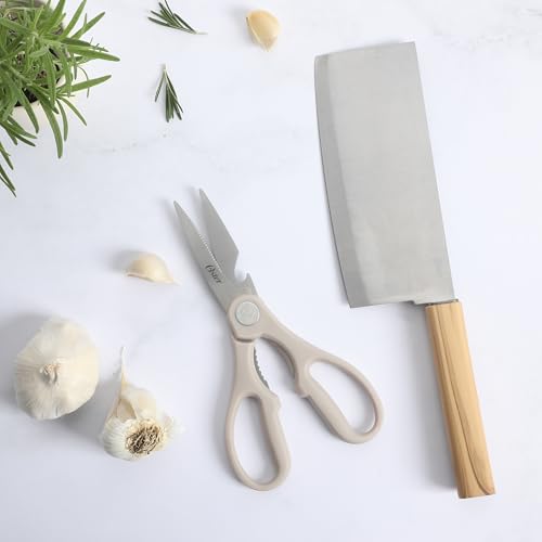 Oster Huntingfield 2 Piece Knife Set - Olive Wood Cleaver Knife and Stainless Steel Kitchen Shear Scissor by Oster - Used condition - Image 2