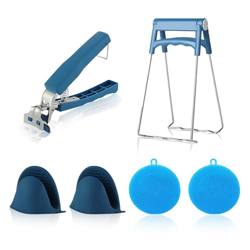 6Pcs Anti Scald Bowl Holder Clip Set Hot Bowl Clip with Silicone Oven Gloves and Silicone Dish Scrubber Hot Plates Gripper Tool for Kitchen Cooking Air Fryer Oven Microwave