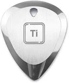 Palheta de guitarra de titânio premium Ti-Geek com 2,8 mm de espessura, prata metálica para metal, baixo, aderência antiderrapante para guitarra elétrica, pulseira, durabilidade vitalícia - perfeita