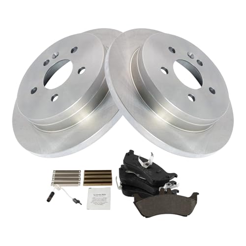 Image of TRQ Rear Brake Pad and Rotor Set Semi Metallic Solid Rotors