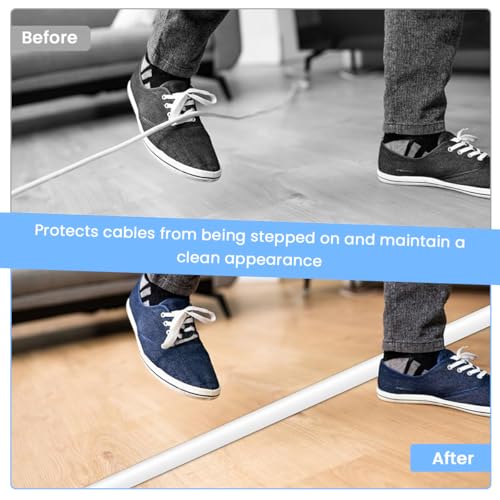 Image of Serplex PVC Cord Cover 6.6ft Self Adhesive Floor Cord Hider Wall Wire Holder Hider Cuttable Soft PVC Floor Cord Hider Flexible Wire Cover Reuseable Cord Cover Cord Guider