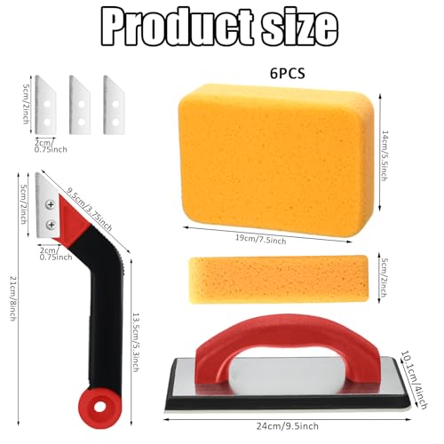 image for Blulu 11 Pcs Grout Float Sets Include 9.5 x 4 Inch Molded Rubber Grout
