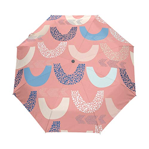 Parapluie pliant automatique motif art abstrait rose rose et blanc pour femme