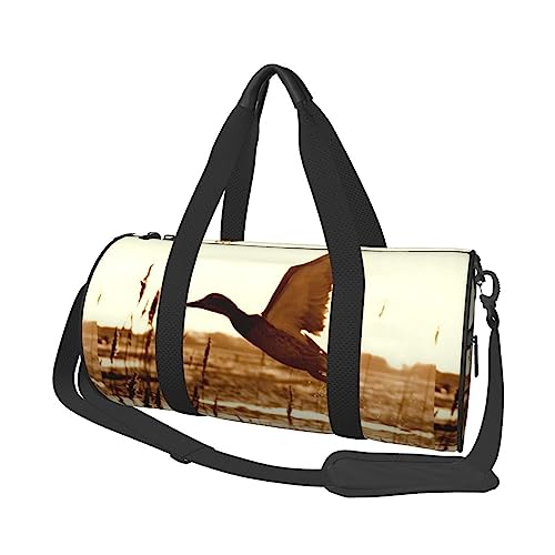 Sac de sport rond marron Duck Fly et noir grande capacité bagage cabine voyage