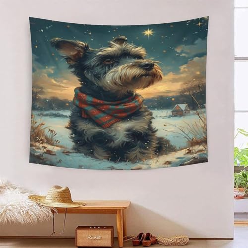 Tapisserie murale Yorkshire Terrier 150x200cm en polyester doux pour salon et chambre