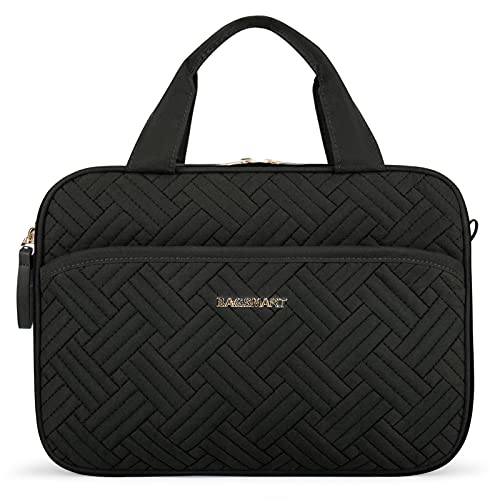 BAGSMART Kulturtasche Damen zum Aufhängen, Kulturbeutel Große Reise Kosmetiktasche, Waschtasche Transparent für Makeup,Travel EssentialsToilettenartikel (Schwarz, Mittel)