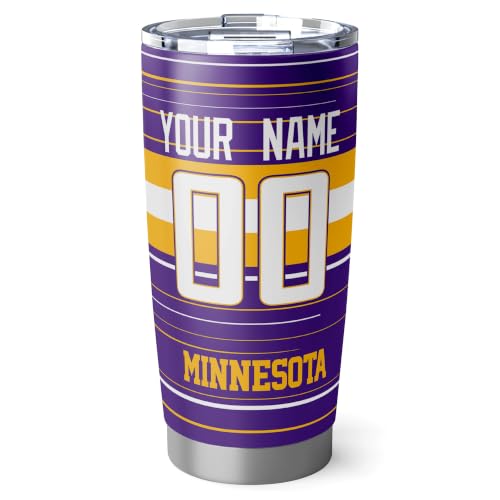Image of Minnesota Tumbler 20oz Travel Mug Gifts Custom Name Number
