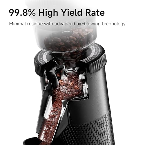 HIBREW G5 Single-Dose Espresso Grinder with Conical Burr, Magnetic Dosing Cup, Metal Housing, Dual-Speed Adjustment, 36-Step Micro Grind Settings - for Espresso Moka Pots & Drip Coffee (Graphite)