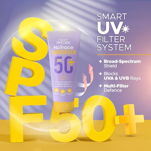 Image of Hilary Rhoda No Trace Sunscreen Spf 50 PA+++ | Broad Spectrum & Ultra Lightweight Texture I With Niacinamide & Hyaluronic Acid | Squalane | Cream-Based Sunscreen | UVA /UVB & Blue Light Protection | Non-Greasy | All Skin Types | 50g