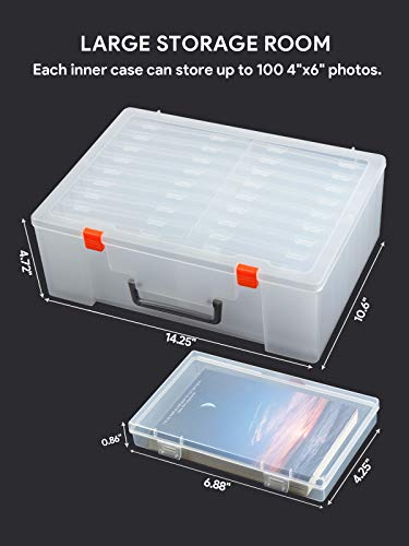 Extra Large Photo Case 4\" x 6\", Barhon Photo Storage Box Photo Organizer Holds 1600 Photos, Craft Keeper Storage for Photo Stickers Stamps Seeds