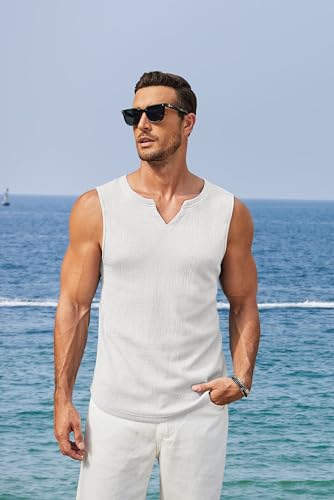 coofandy men39s casual tank tops knit v neck sleeveless t shirts 2 pack summer beach lightweight muscle tee