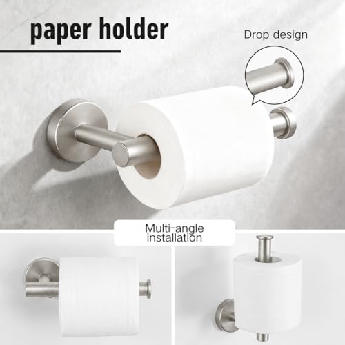 Regbogen Silver 5 Pieces Bathroom Hardware Set, 16 Inch Bathroom Towel Holder, Wall-Mounted Towel Bar, Towel Racks for Bathroom, Robe Towel Hooks, Toilet Paper Holder by RegBogen - Image 5