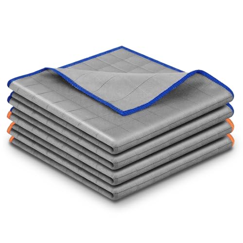 HJYIMYI 4 Pieza Paños de Limpieza Magico 400GSM,50cm × 40cm XXL Bayetas para Cristales Sin Rayas,Trapos de Secado Mágico para Moto,Cocina,Ventanas,Gafas y Espejos,sin Rayas para Una Limpieza Radiante