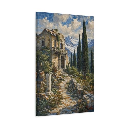 Tableau villa en ruine déco salon impression sur toile mosaïque 40x60cm