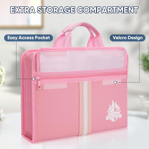baleine fireproof document organizer with handle 12 pockets pvc accordion file organizer with labels waterproof fireproof document bag for a4letter files in travel office home pink