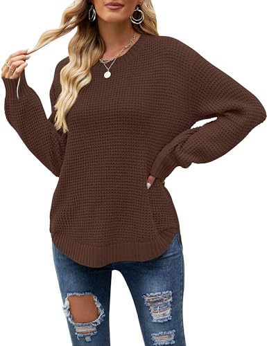Image of MEROKEETY Women's Fall Long Sleeve Waffle Knit Oversized Sweater